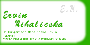 ervin mihalicska business card